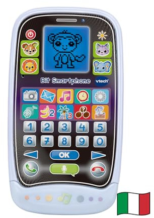 VTech Bit Smartphone, Telefono Educativo per Bambini, 10 Giochi e Attività, Smartphone Bambini con Riconoscimento Vocale e Display Retroilluminato, Lingua Italiana, Batterie Incluse, 2-6 Anni