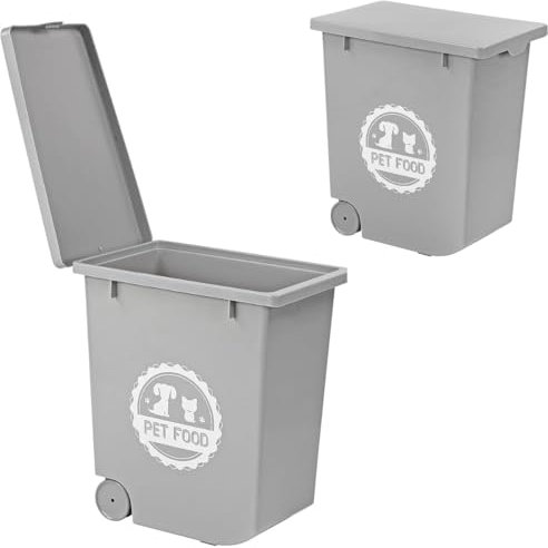 Pet Food Storage Container – 20L/10Kg Dog Food Storage Container with Wheels & Airtight Flip Top Lid – Dog Food Bin for Dry Dog & Cat Food, Birdseed, Rabbit Food - Keeps Food Fresh & Pest-Free