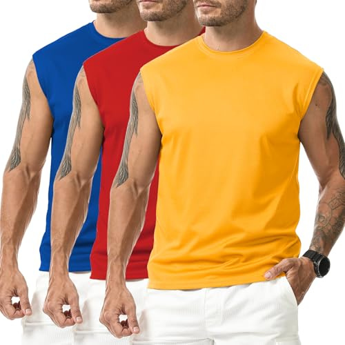 Suwangi 3 Piezas Camiseta Deportiva Sin Mangas Hombre Chalecos sin Mangas