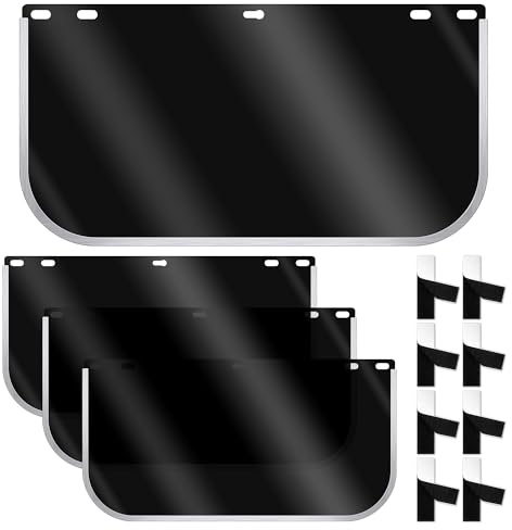 Solaradgy 4 Pcs Face Shield Replacement Lens,Made From Scratch-resistant 15.47'' x7.87 '' Full Face Shield Compatible with Hobart 770580, Protective Screens for Safety Goggles Visors