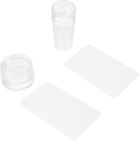 DEARMAMY 2set Stampini in Silicone Trasparenti per Unghie con Raschietto per Nail Art Adatti Principianti e Professionisti per Feste e Occasioni Speciali