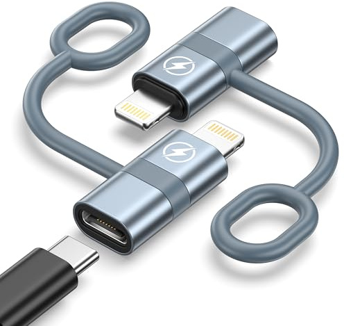Adattatore USB C a Lightning (2 Pezzi), Adattatore Lightning USB C Per iPhone 14 13 12 11 Pro Max, iPad Pro/Air 5/Mini 6, PD Ricarica Rapida Adattatore USB C lightning, Non adatto per OTG/Audio