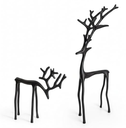 Generisch Figure di renna come elegante decorazione natalizia, moderna, in metallo nero, decorazione per interni