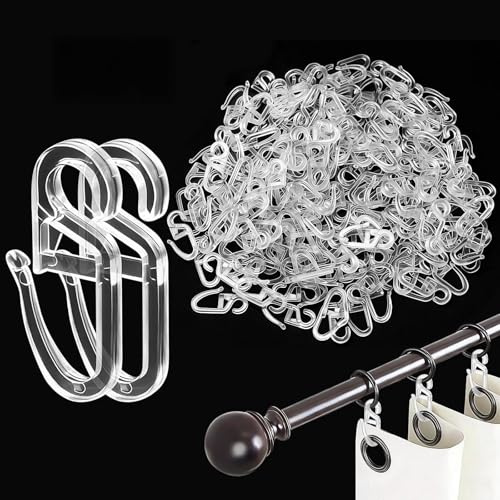 Yonality Ganci Tenda con con Occhielli da 6 mm, 130 Pezzi Trasparente Ganci per Tende in Plastica, Accessori per Tenda, per Tende da Soffitto Resistenti e Facili da Installare e Finestre