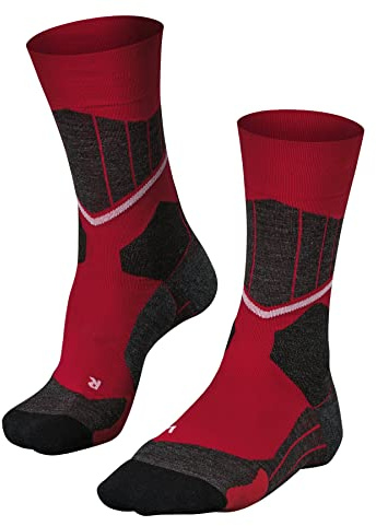 FALKE SC1 Calzini Da Sci Uomo Lana Merino Nero Rosso Ultra Fini Leggeri Imbottitura Extra Sottile Suola Ammortizzata Caldi Termici Traspiranti Asciugatura rapida 1 Paio