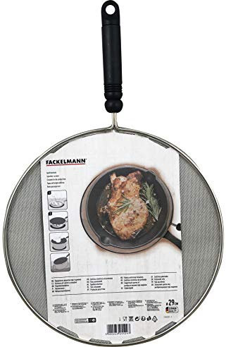 Fackelmann Rete Paraspruzzi, paraschizzi. Protezione da Grasso e Olio Diametro 29 cm, Acciaio, Manico Nero