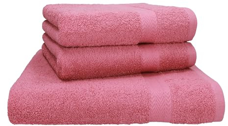Betz 3-TLG. Strandtuch Saunatuch Badetuch Liegetuch Handtuch Premium Frottee Set 1 Tuch 70x200 cm 2 Tücher 50x100 cm Farbe Altrosa