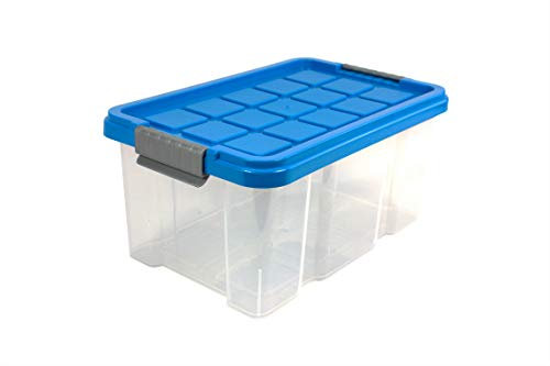 Eurobox transparent mit Deckel in azurblau 15 Liter 40 x 29 x 21 cm