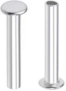 sourcing map 100 Pcs 3mm x 18mm Aluminum Flat Head Semi-Tubular Rivets Silver Tone