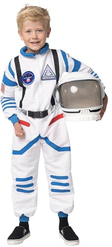 Spooktacular Creations Disfraz de astronauta blanco y negro unisex para Halloween, disfraz de piloto Medio (8-10 años)