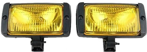 YLT AUTO A Pair of 3 × 6 Front Bumper Universal Fog Light Yellow Glass Lens 12V Halogen Lamp Rust-Proof Housing Car Truck