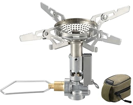 CAMPINGMOON Canister Top Stove Portable Compact Foldable w/Micro Regulator w/4Flex w/igniter XD-2F (Silver)