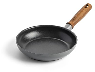 GreenPan Mayflower Pro Poêle à Frire Antiadhésive en Céramique Saine Anodisée Dure de 20 cm, Manche en Bois Vintage, Sans PFAS, Convient à l'Induction, Gris Charbon
