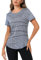 Terecey Sportshirt Damen Kurzarm Sport Tshirt Damen Fitness Rundhalsausschnitt Yoga Shirt Damen Locker für Gym Laufen Workout Navy Blau M