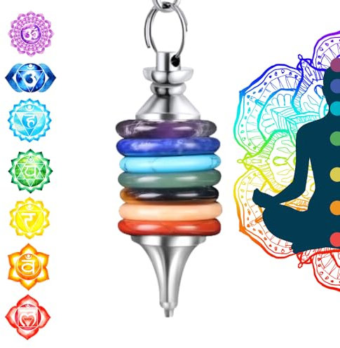 Pendule Divinatoire 7 Chakras en Pierres naturelles Pendule de Radiesthesie : Lapis Lazuli Améthyste Aventurine Jaspe Oeil de Tigre – Pendule Sept Chakras le plus puissant [𝐆𝐀𝐑𝐀𝐍𝐓𝐈𝐄 𝐀 𝐕𝐈𝐄]