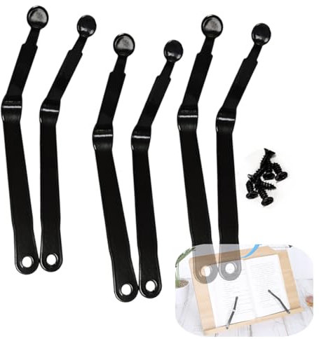 JLEivvi 6 Pack Book Stand Page Clip Book Page Holder Book Holder Press Torsion Spring with Screws Replacement Repair Parts for Reading Bamboo Tray Cookbook Music Book Frame Rest Desktop, Black