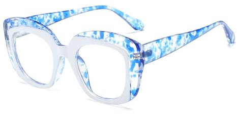 LJCZKA Occhiali Anti Luce Blu Donna, Montatura Occhiali da Vista Spessa Quadrati Grandi Occhiali Anti Affaticamento per Computer Gioco Lettura