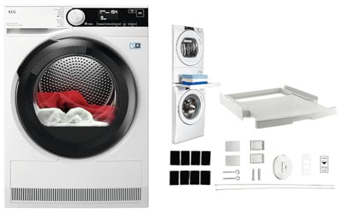 AEG TR8T70680 Wärmepumpentrockner/Serie 8000 mit AbsoluteCare® & CARE + PROTECTUniversal-Zwischenbaurahmen, Platzsparender Zwischenbausatz, Universell für Waschmaschinen mit Tiefe 47-62 cm