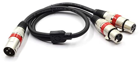 coalwop XLR Splitter Y Splitter Cable Microphone Patch Y Cable Cords 3-Pin Male To Dual Female Balanced Audio Cable/Microphone/Device Signal Adapter (50Cm/1.5Ft)