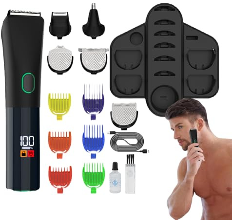 Tondeuse à barbe sans fil pour homme | Tondeuse à barbe sans fil rechargeable imperméable + kit de soin pour oreilles, visage, corps et moustache