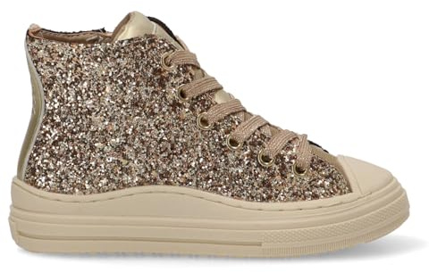 Etika Botas Deportivas para Niña, Zapatillas Altas con Glitter Brillante y Cremallera Lateral, Estilo Baloncesto para Uso Diario, Modelo 52461 Oro - 32