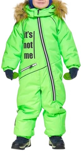 Vinteroverall skiddräkt termoskidoverall vinter varm snöoverall vindtät vinterdräkt med avtagbar huva sladddräkt utomhus mjuk skaldräkt babyklänning långärmad, Grön, 2-3 år