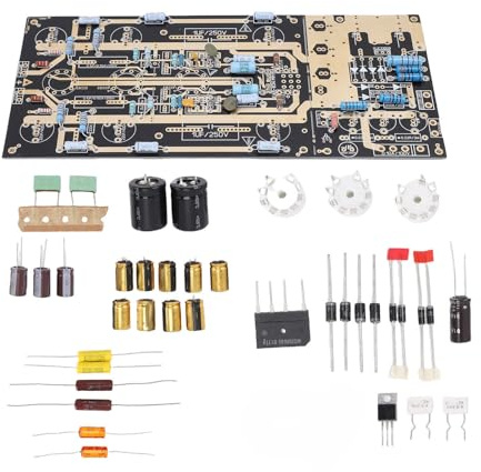 Jenngaoo Amplificateur Phono à Tubes MM, Kit Complet avec PCB 130x285mm, 21 Condensateurs, 2 Fils de Sécurité, 3 Supports de Tubes, pour Platines Vinyle et Systèmes HiFi Haut de GA