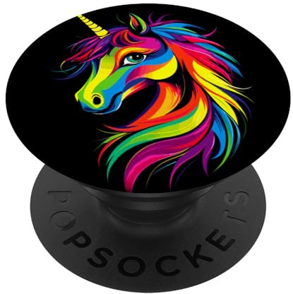 Licorne Coloré Arc-en-Ciel Cavalière Chevaux Équitation PopSockets PopGrip Adhésif