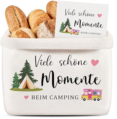 Brotkorb Camper Geschenke -Viele schöne Momente Beim Camping, Camping Zubehör Brotkorb Stoff Wohnwagen Deko (Camper)