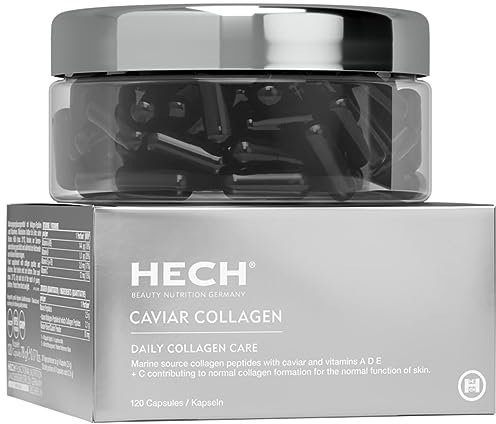 HECH Caviar Collagen Kapseln Nahrungsergänzungsmittel, 4-Vitamin-Komplex, mit Kaviar-Extrakt, marinen Kollagen-Peptiden, Inhalt: 120 Kapseln