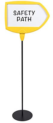 Bi-Office, Panneau d'information sur pied, Forme de flèche - Jaune, Surface magnétique et effaçable à sec, Angle réglable, 62,5 x 44,5 x 159,5 cm