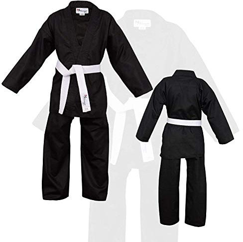 NORMAN Schwarz Kinder Karate-Anzug Gratis Weißer Gürtel Kinder Karate-Anzug - 110cm