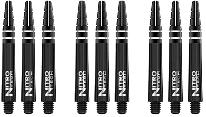 RED DRAGON Nitrotech Ejes de Dardos Cortos - Negro - 3 Juegos por Paquete (9 Ejes en Total)