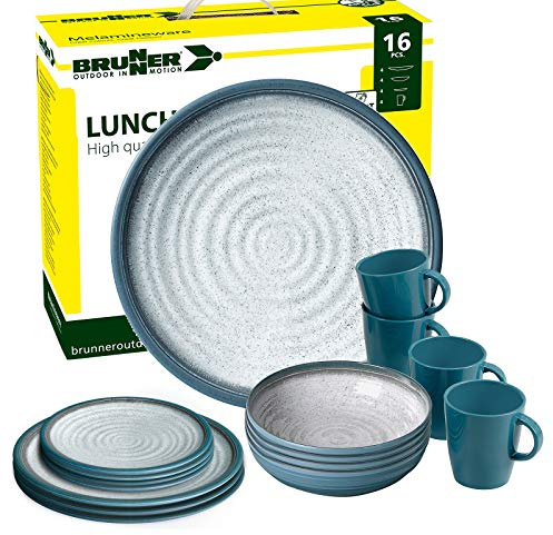 BRUNNER Melamin-Geschirr Campinggeschirr (16 Teilig) TUSCANY LUNCH BOX
