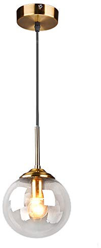 MZStech Globe en verre Loft rétro industriel Suspension, lustre en grappe Lampe suspendue Fixation Raccords en laiton (Clair)