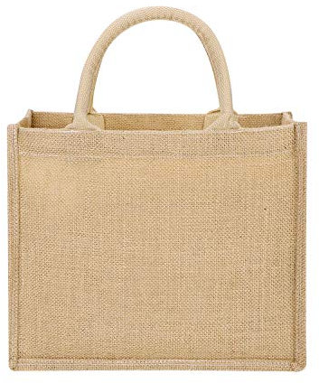 Jute Tote Bags Reusable Burlap Grocery Shopping Bags with Strong Cotton Handles Laminated Interior Hessian Bags for Women Bridesmaid Gift Bag for Wedding Favors Diy Art Crafts Embroidery
