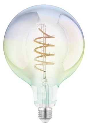 EGLO E27 LED Lampe farbig, große Glühbirne bunt schimmernd, Globe Leuchtmittel in Regenbogenfarben, 3 Watt, Glühlampe warmweiß, 2200k, G150, Ø 15 cm