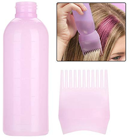 Xiton en Plastique Racine Peigne Applicateur Bouteille D'eau Squeezy Cheveux Huile Soie pour Silicone Brosse Shampooing Cuir Chevelu Masseur Gale Racines de Romarin Huilage (Rose)