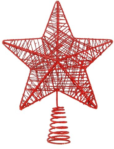 Punta per Albero di Natale, Decorazione Ideale per la Cima dell'Albero (Rosso, 1x)