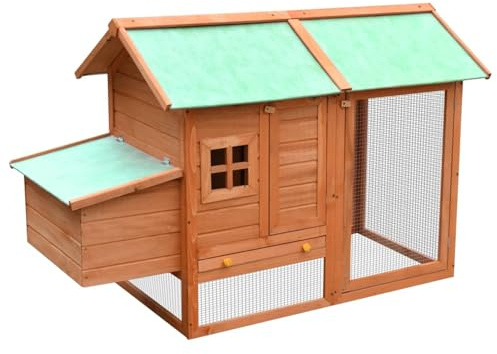 Keyroto Hühnerhaus Hühnerstall Winterfest Hühnerkäfig Massivholz 170x81x110 cm Kiefernholz & Tannenholz