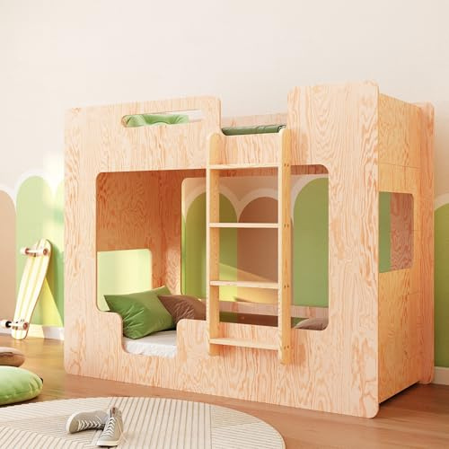 smartwood Etagenbett 90x200 cm - Hochbett aus Holz mit Rausfallschutz & Lattenrost bis 230 kg belastbar für Jungen & Mädchen - Mimi B