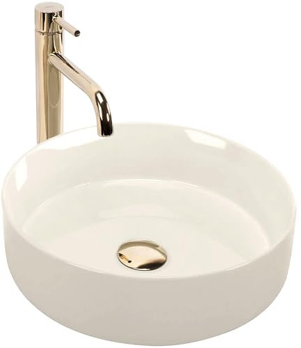 REA SAMI SHINY VASQUE À POSER ROUND BLANC VASQUE À POSER EN CÉRAMIQUE