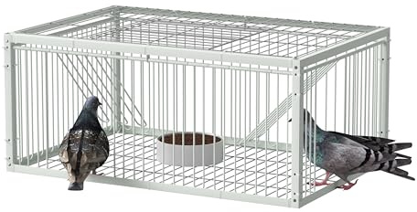 ybaymy Pigeon Trap Cage with One-Way Entry(4 Doors), Bird Catching Cage, Auto Trap PigeonCage with Escape-Proof Design, BirdCage for Racing Doves Parrot, for Outdoor and Indoor, 60x40x26cm