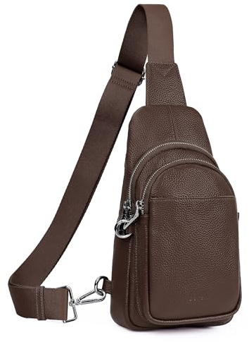 befen Genuine Leather Small Sling Bag for Women Anti-Theft Crossbody Chest Bags Fanny Packs for Travel with RFID Card Slots, Coffee