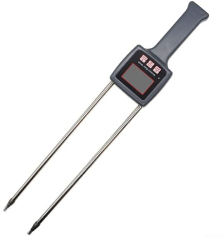 Medidor de humedad de heno con pantalla LCD retroiluminada para alfalfa, pasto de oveja y hierba de huerto, probador portátil de humedad de grano con alta precisión y medición rápida