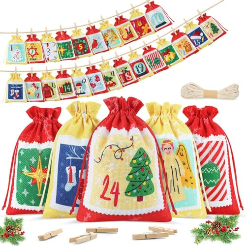Calendrier de l'avent à Remplir -Vide Calendrier de Lavent a Remplir Soit Meme,Kit Calendrier de l'avent Diy Maison (Bois)