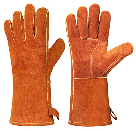 Guantes de cocina para barbacoa, guantes de parrilla para cocinar, cuero aislado para microondas, accesorios de cocina, guantes de soldadura para mujeres y hombres