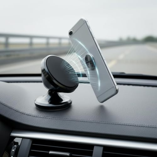 Paicreate Soporte Magnético Móvil Coche Soporte para Móvil Magnético 360°, Iman Coche con 5 Imanes Potentes, Compatible with iPhone, Samsung, Huawei Adecuado para teléfonos móviles pequeños y ligeros.