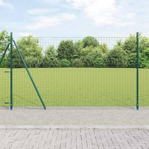 Clôture de camping en fil de fer - Avec poteaux - Vert - 1,5 x 10 m - Pour chiens, poules, lapins et autres petits animaux - Facile à utiliser - Utilisation polyvalente