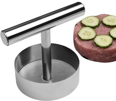 Prensa para Hamburguesas - Herramienta para Aplastar Hamburguesas | Prensa Hamburguesàs de Acero Inoxidable | Gadget Manual Prensar Carne, Molde de Pan Plano de Mano, Accesorios de Cocina Antiadherent